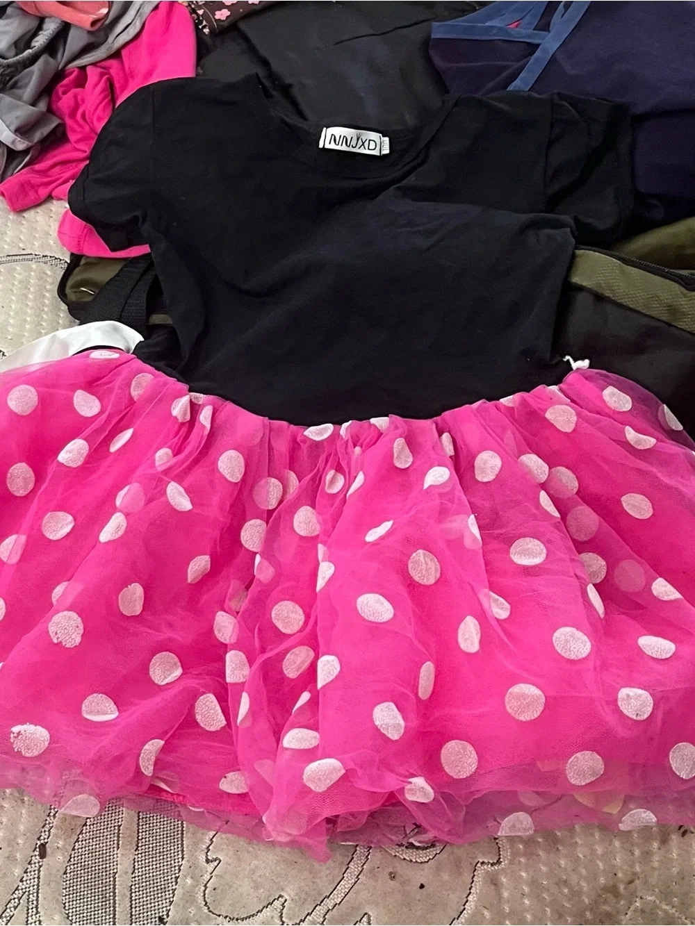 Girls' Black Top Pink Polka Dot Tutu Costume Dress